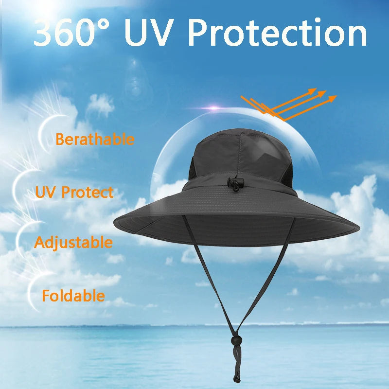 New Sun Protection Fishing Hat Summer Breathable Mesh Camping Hiking Caps Anti-UV Sun Hat Mountaineering Caps Men's Bucket Hat