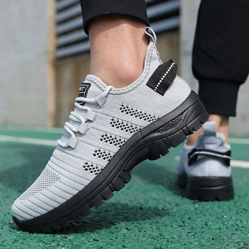 Trendy Men's Outdoor Running Sneakers Breathable Non-slip Comfortable Walking Casual Shoes New Male Footwear Lace Up Flat Shoes