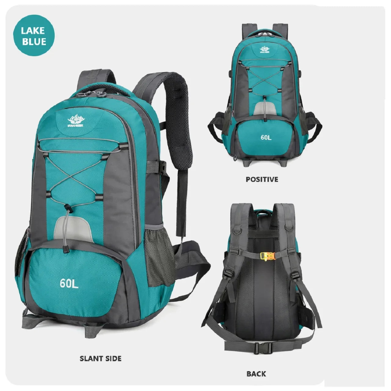 60L Waterproof Tactical Mountaineering Bag Outdoor Hiking Fishing Hunting Bag Military Sports Nylon Material Backpack