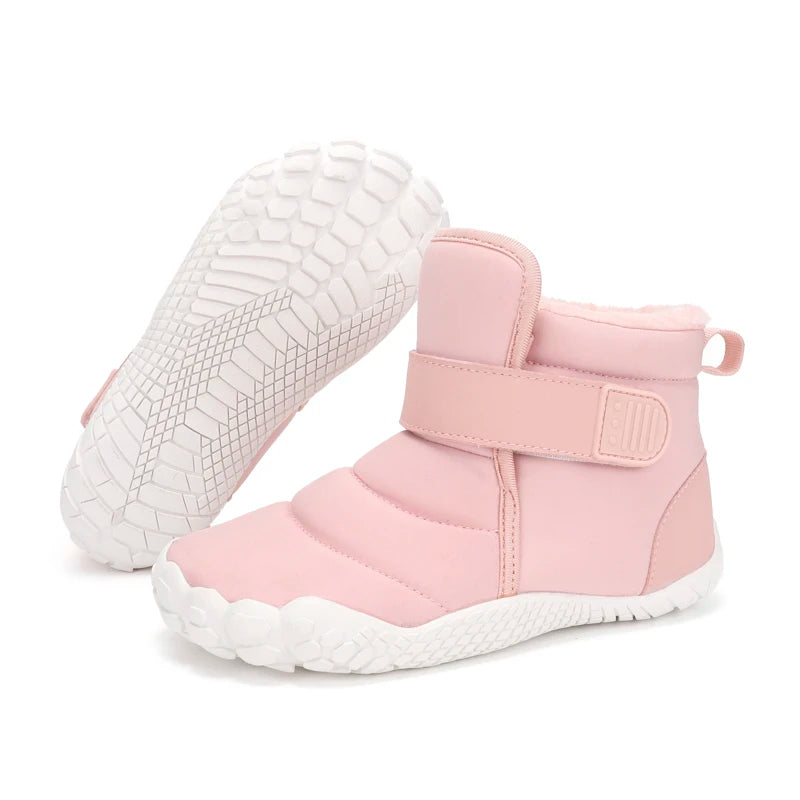 Kids 2025 New Wide Toe Barefoot Snow Boots Boys Girls Winter Minimalist waterproof Sneakers Girls Boys Non-Slip Warm Snow Boots