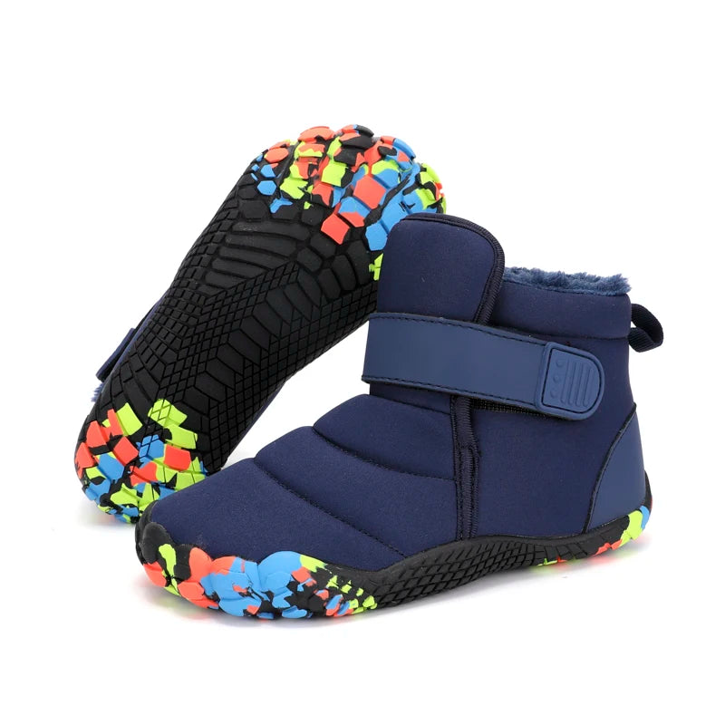 Kids 2025 New Wide Toe Barefoot Snow Boots Boys Girls Winter Minimalist waterproof Sneakers Girls Boys Non-Slip Warm Snow Boots