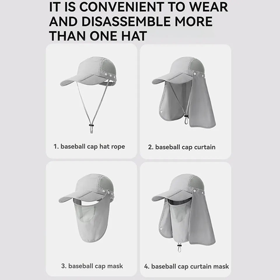 KoKossi Face-protecting Hat Outdoor Sports Climbing Cycling Breathable Facemask Detachable Waterproof Sun Protection Cap