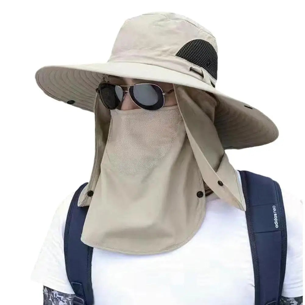 Fishing Hat UV Protection Sun Hat Sun Shading Hats Mountain Climbing Detachable Mask Breathable Sun Protection Hats