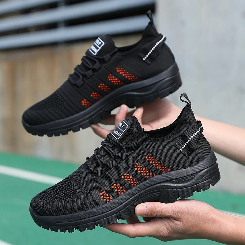 Trendy Men's Outdoor Running Sneakers Breathable Non-slip Comfortable Walking Casual Shoes New Male Footwear Lace Up Flat Shoes