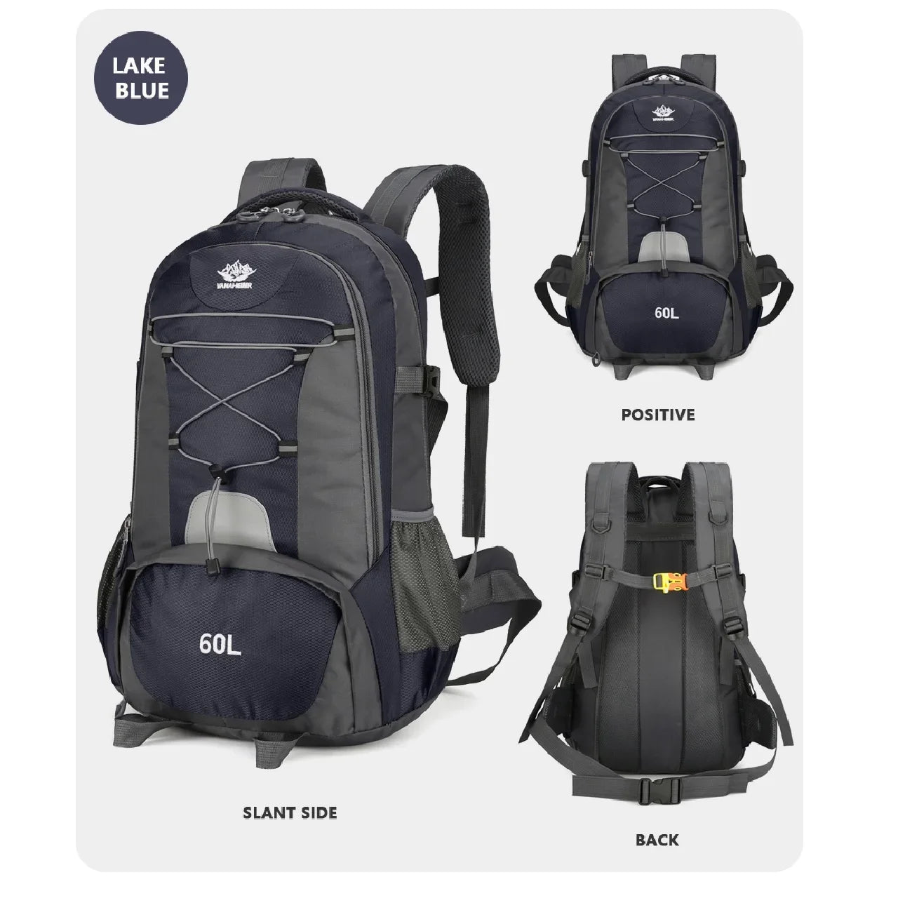 60L Waterproof Tactical Mountaineering Bag Outdoor Hiking Fishing Hunting Bag Military Sports Nylon Material Backpack