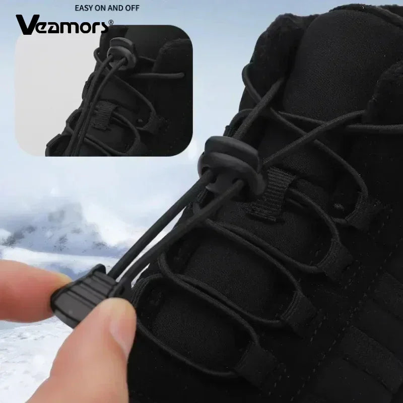 Men‘s Hiking Boots Winter Wide Toe Box Warm Snow Boots Minimalist Barefoot Hiking Sneakers Waterproof Non-Slip Ankle Booties