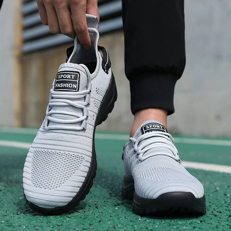 Trendy Men's Outdoor Running Sneakers Breathable Non-slip Comfortable Walking Casual Shoes New Male Footwear Lace Up Flat Shoes