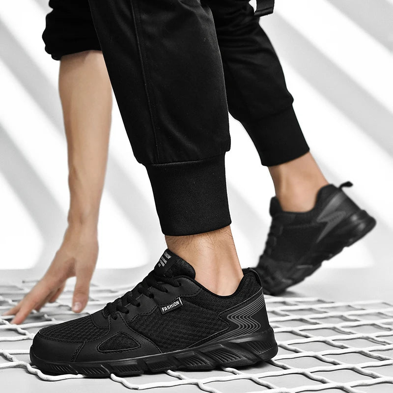 Summer Sneakers Lightweight Men Casual Shoes Mesh Breathable Male Footwear Lace Up Walking Shoes Black Tenis Zapatillas Hombre