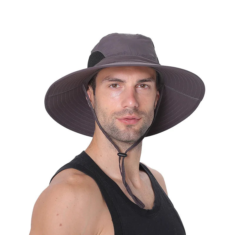 New Sun Protection Fishing Hat Summer Breathable Mesh Camping Hiking Caps Anti-UV Sun Hat Mountaineering Caps Men's Bucket Hat