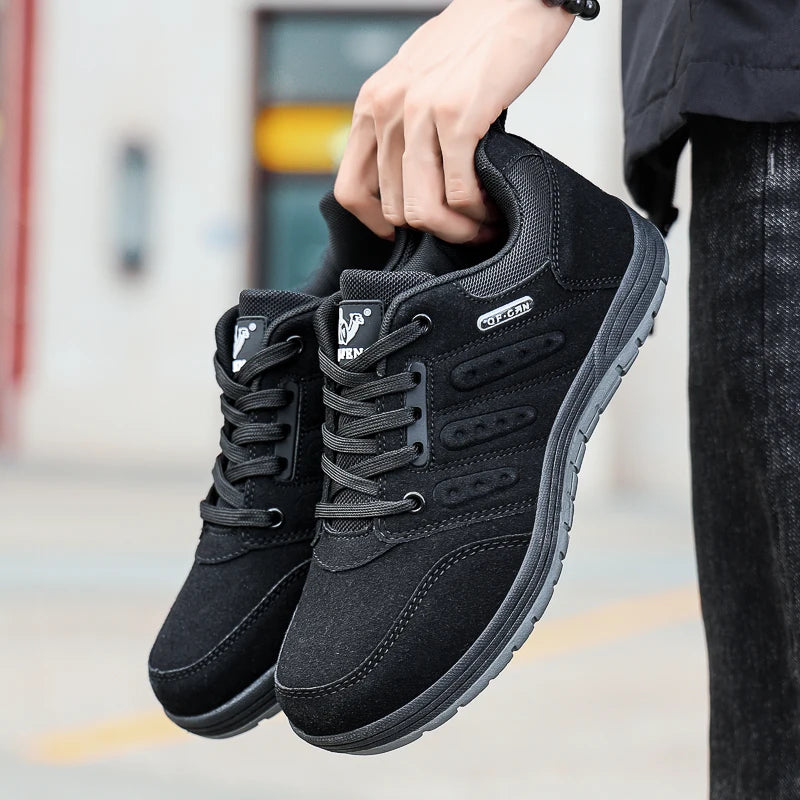 Male Jeans Footwear Winter Men Outdoor Casual Flat Shoes Classic Style Hiking Shoes Wear Resisting Anti-Skid Walking Middle Aged