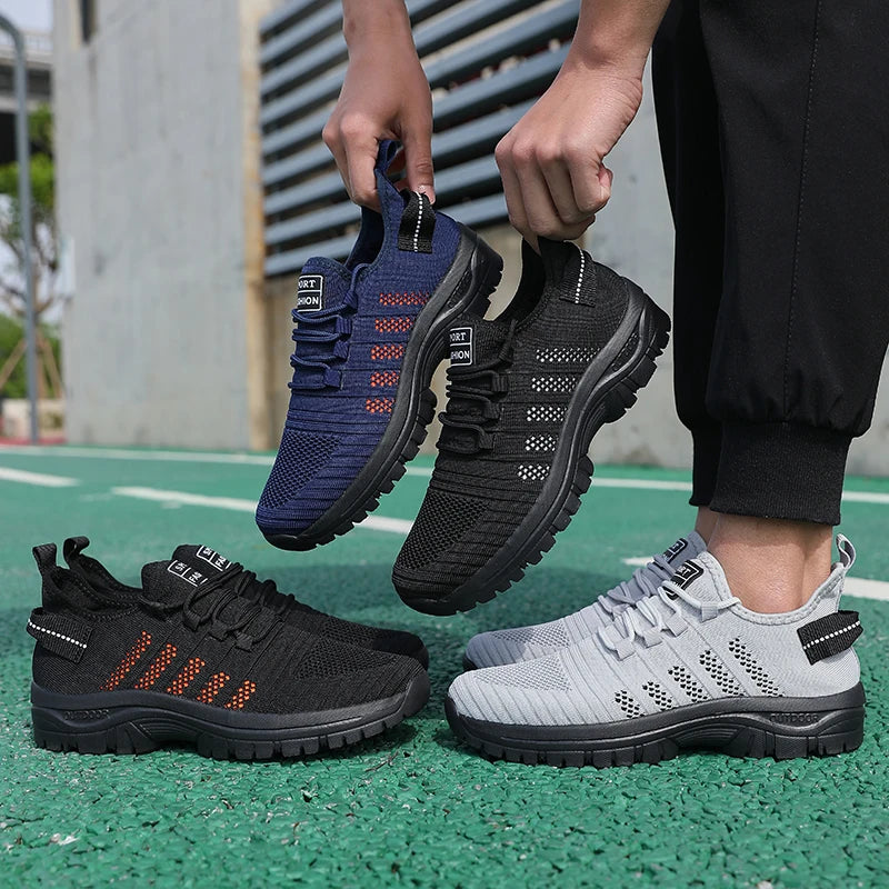 Trendy Men's Outdoor Running Sneakers Breathable Non-slip Comfortable Walking Casual Shoes New Male Footwear Lace Up Flat Shoes