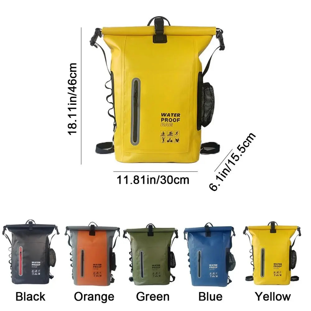 Durable 25L Outdoor Waterproof Backpack Large Capacity Reflective Strips Travel Bag Comfortable PVC Hiking Bags for Men