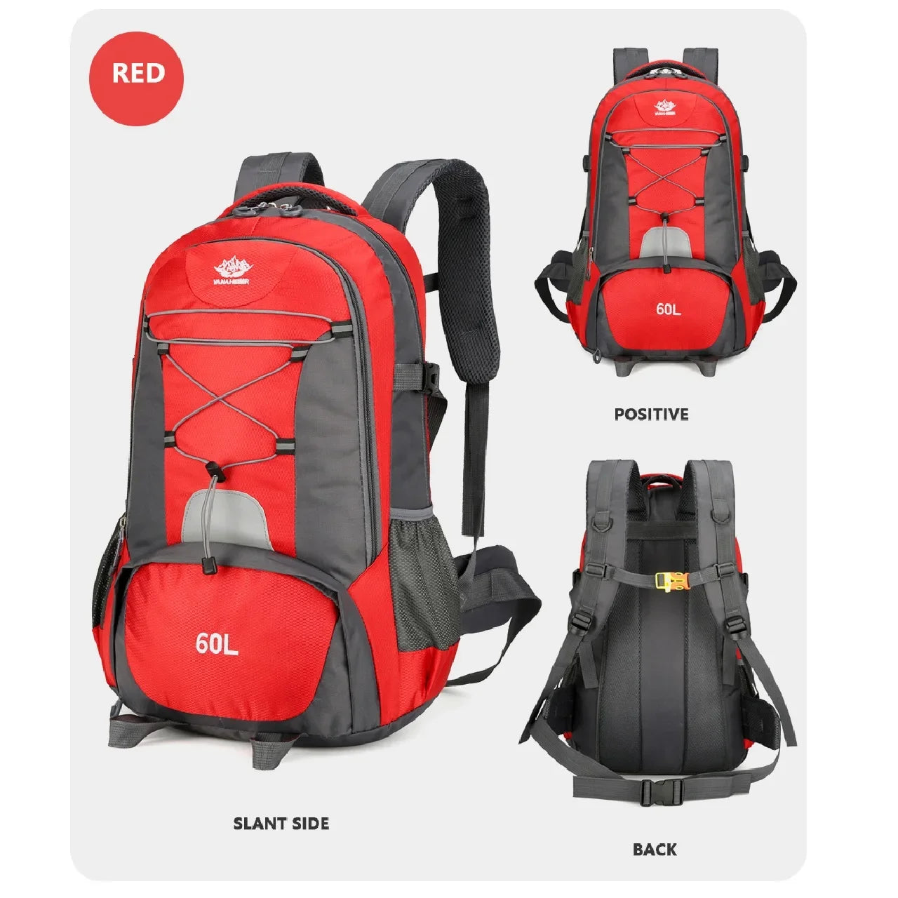 60L Waterproof Tactical Mountaineering Bag Outdoor Hiking Fishing Hunting Bag Military Sports Nylon Material Backpack