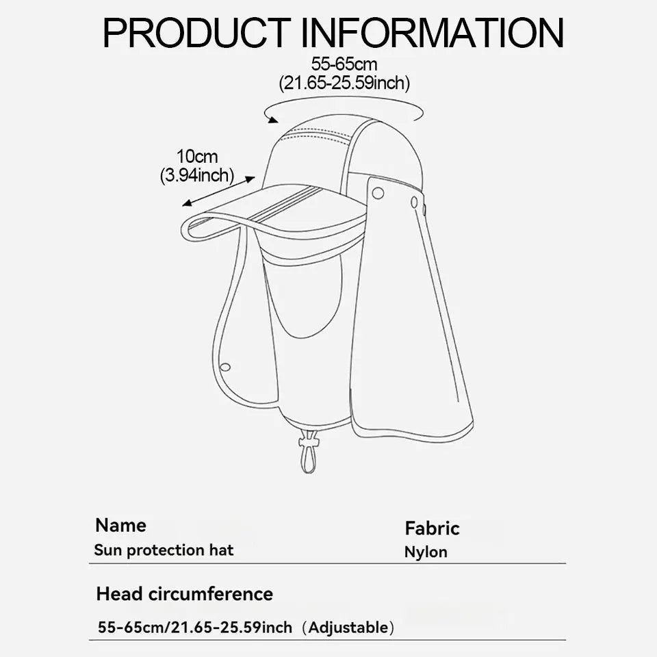 GTUBIKE Sun Protection Cap Detachable Outdoor Sports Climbing Cycling Fishing Breathable Sweat-absorbing Face Masks Men Women