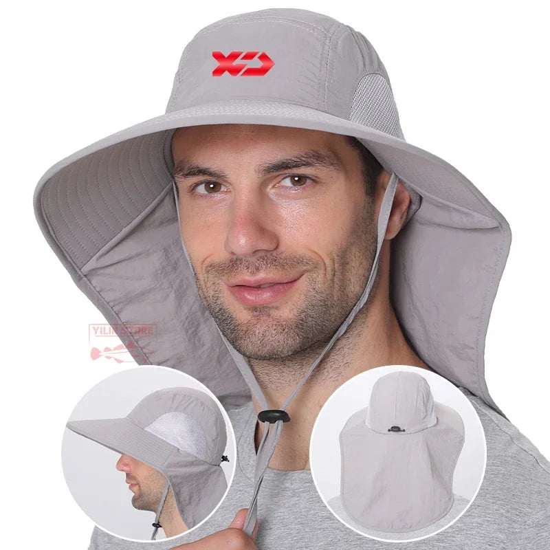 2024 Man Summer Fishing Fisherman Hat New Outdoor UV Protection Adjustable Breathable Sun Hat Casual Mountaineering Fishing Cap