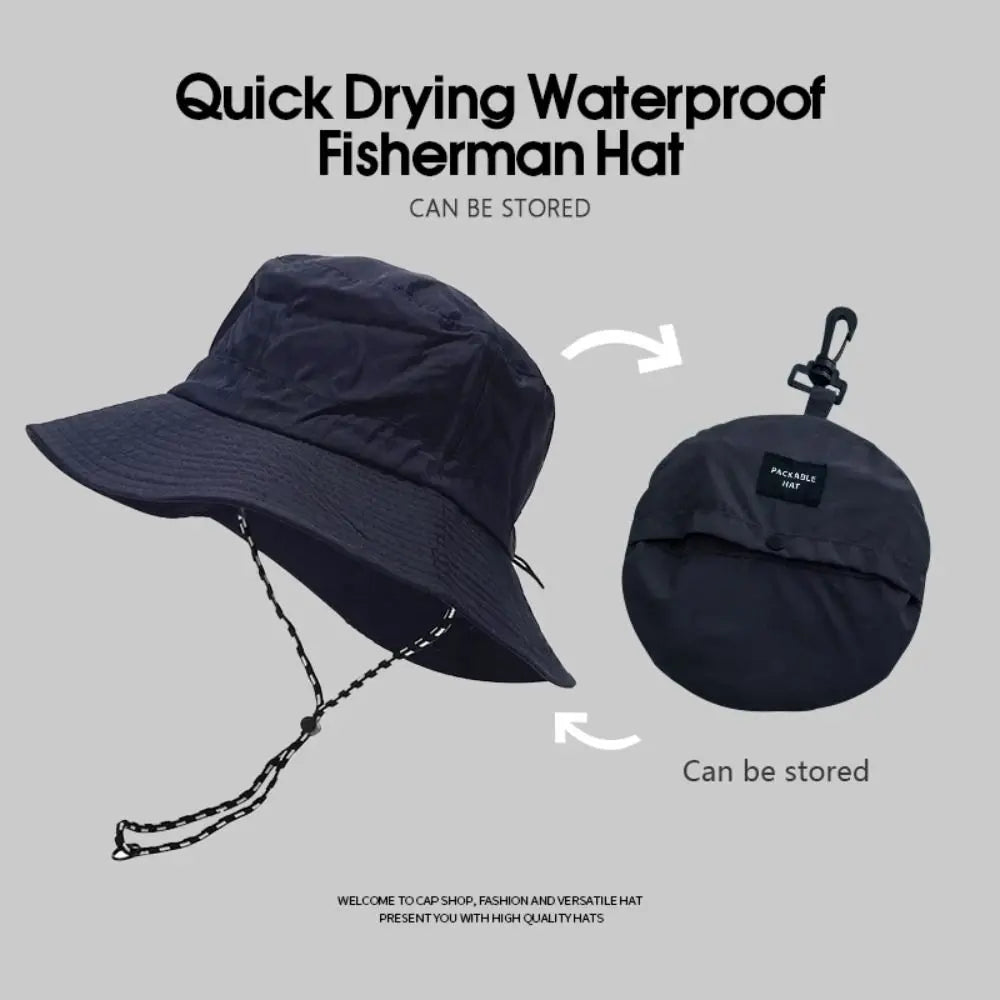 Waterproof Summer Bucket Hat Sun Protection With Storage Bag Mountaineering Caps Quick-drying Anti-UV Panama Hat Camping Hiking