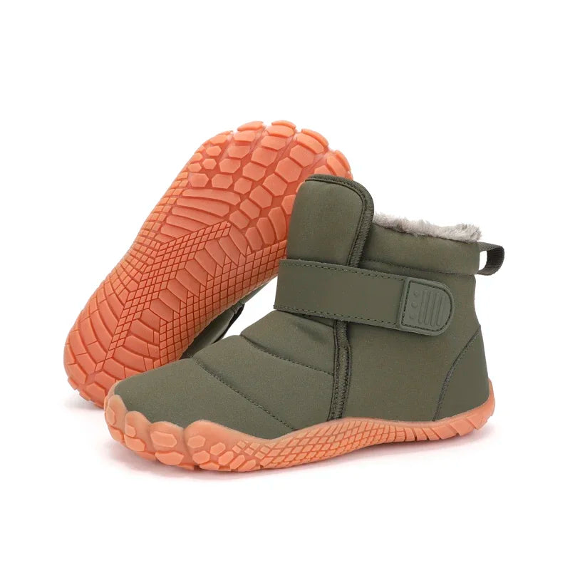 Kids 2025 New Wide Toe Barefoot Snow Boots Boys Girls Winter Minimalist waterproof Sneakers Girls Boys Non-Slip Warm Snow Boots