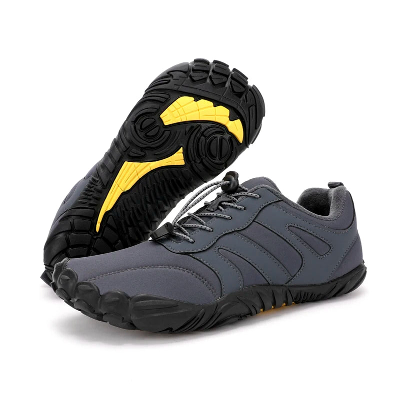 Men's Minimalist Trail Hiking Barefoot Shoes Wide Toe Box Zero Drop Climbing Trekking Boots Plush Warm Winter Men's Ankle Boots