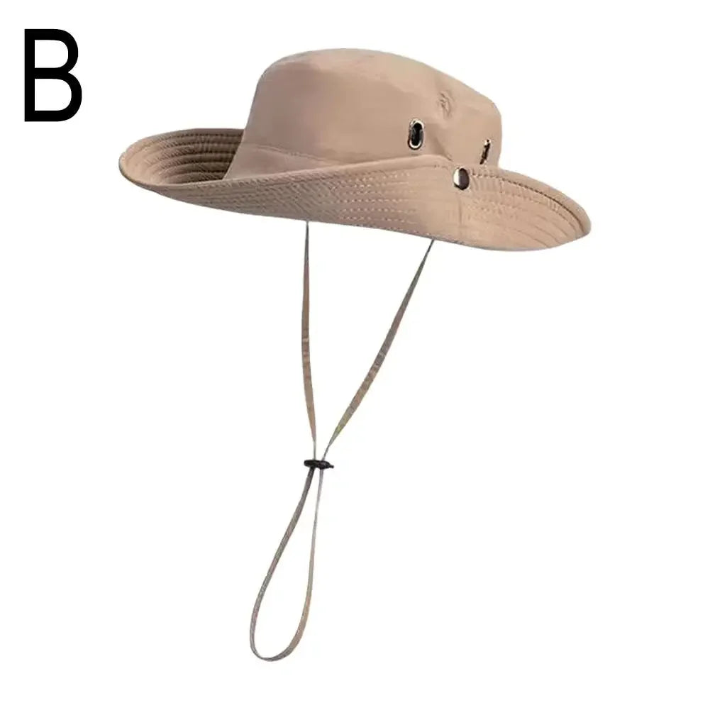 New Sun Protection Fishing Hat Summer Breathable Mesh Caps Mountaineering Sun Men's Anti-UV Hat Panama Caps Hiking Camping A7N2