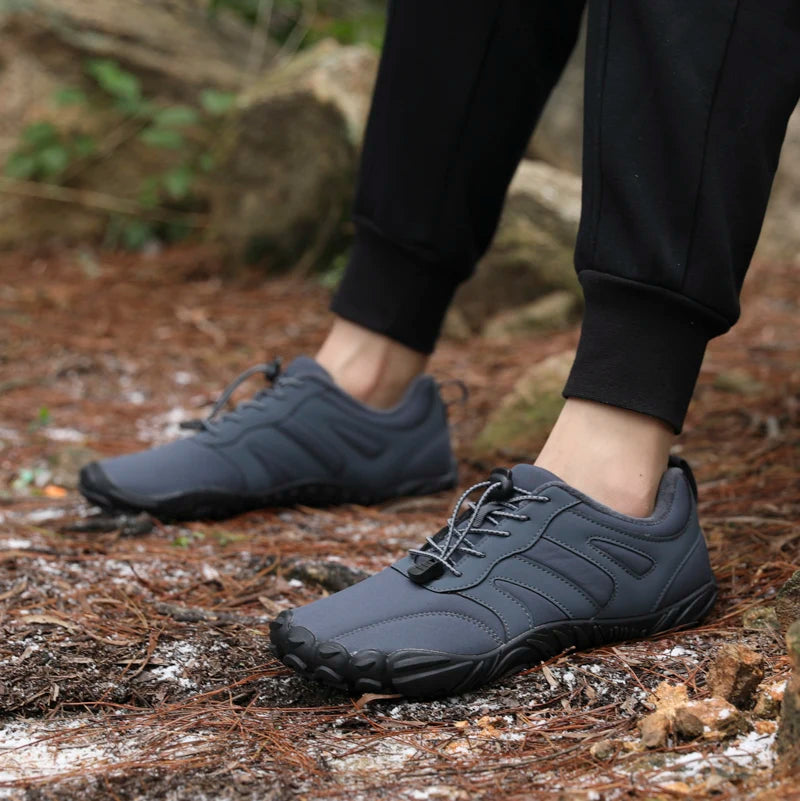 Men's Minimalist Trail Hiking Barefoot Shoes Wide Toe Box Zero Drop Climbing Trekking Boots Plush Warm Winter Men's Ankle Boots
