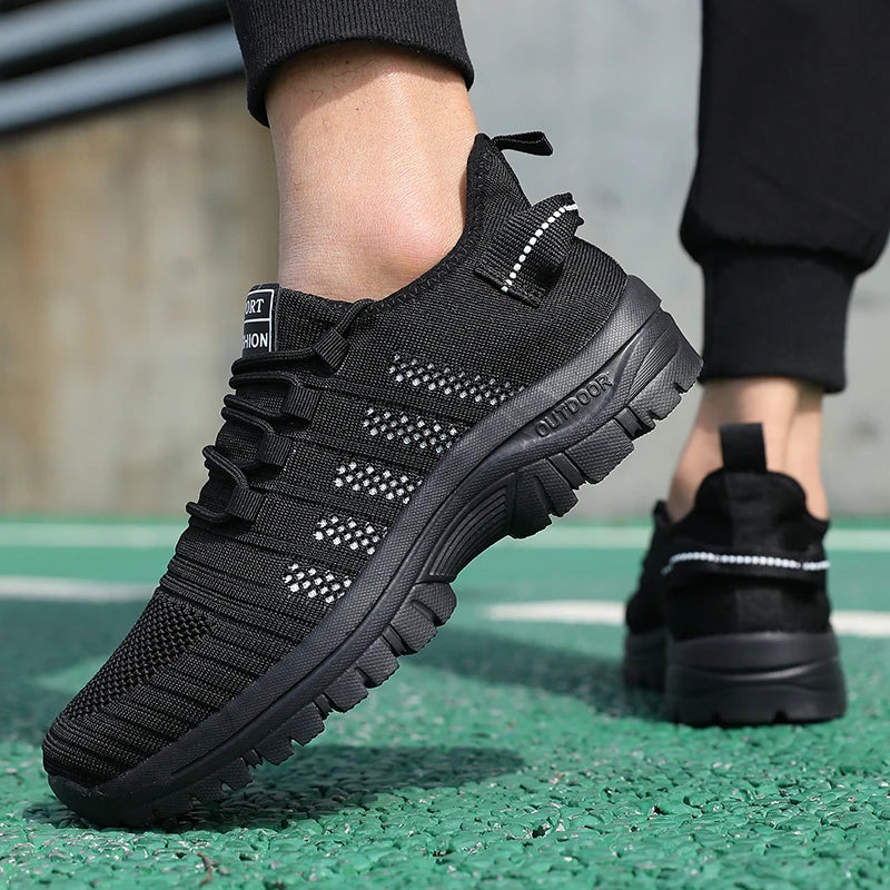 Trendy Men's Outdoor Running Sneakers Breathable Non-slip Comfortable Walking Casual Shoes New Male Footwear Lace Up Flat Shoes