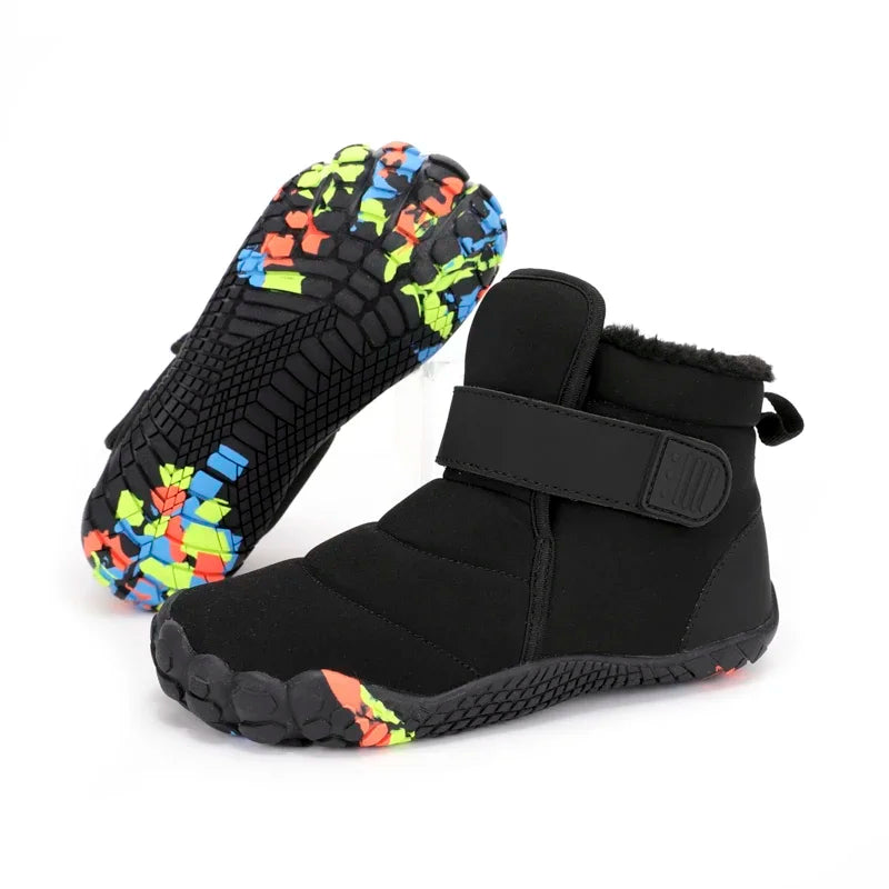 Kids 2025 New Wide Toe Barefoot Snow Boots Boys Girls Winter Minimalist waterproof Sneakers Girls Boys Non-Slip Warm Snow Boots