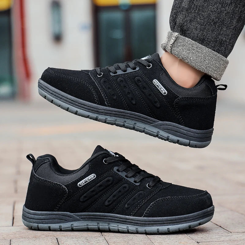 Male Jeans Footwear Winter Men Outdoor Casual Flat Shoes Classic Style Hiking Shoes Wear Resisting Anti-Skid Walking Middle Aged
