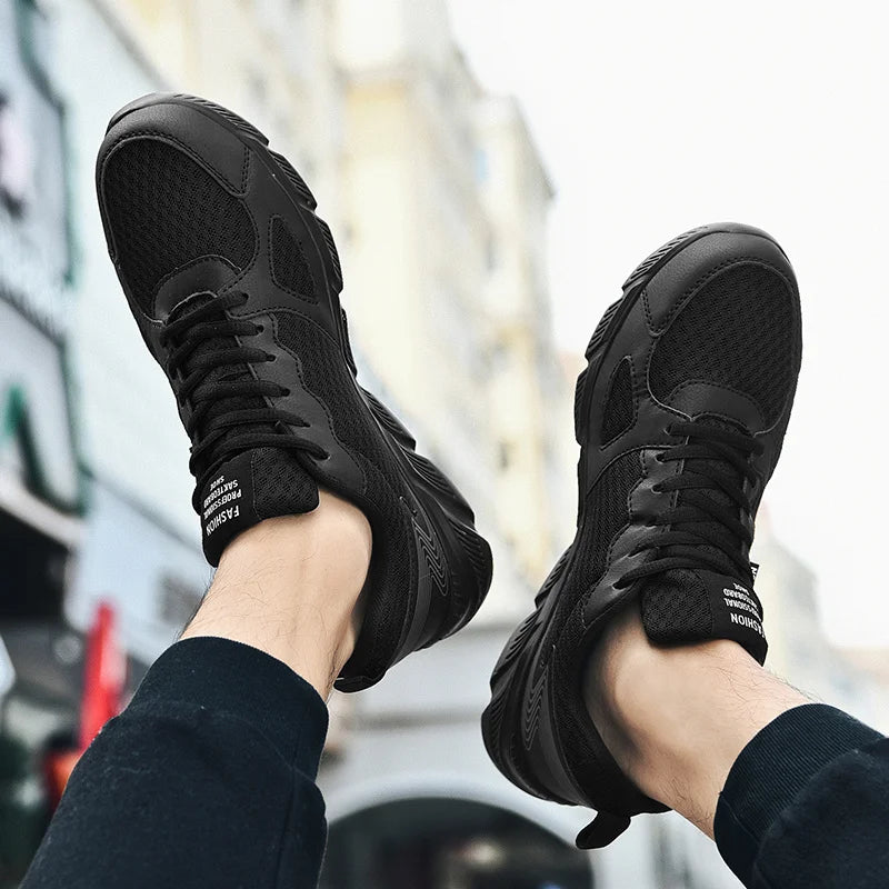 Summer Sneakers Lightweight Men Casual Shoes Mesh Breathable Male Footwear Lace Up Walking Shoes Black Tenis Zapatillas Hombre