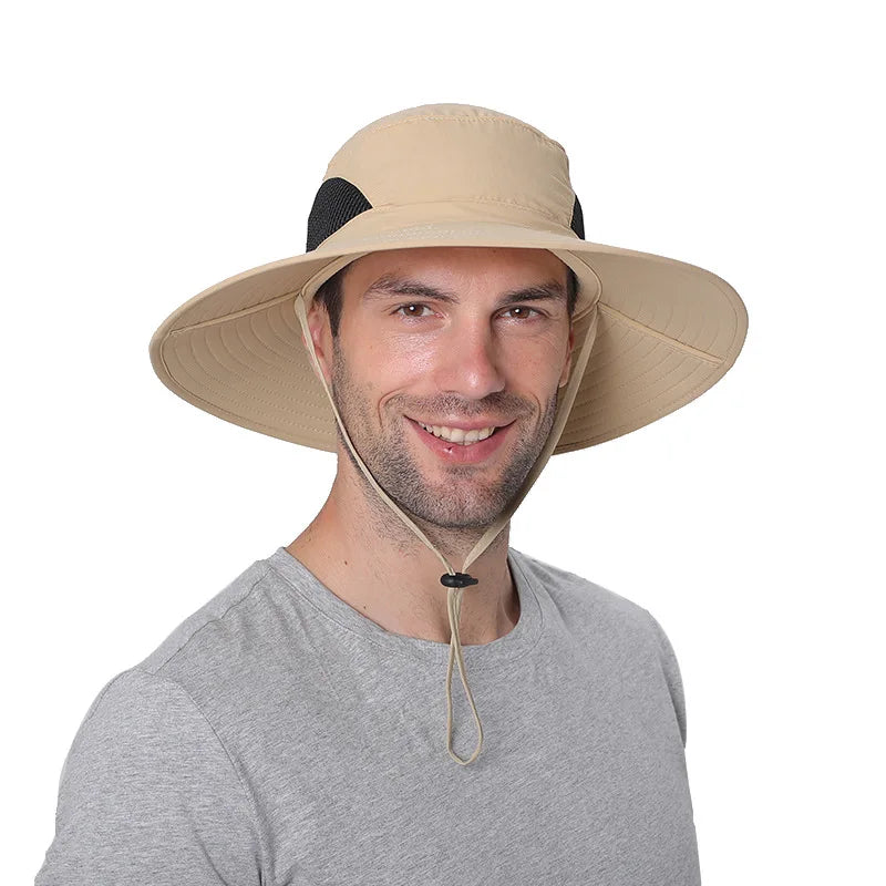 New Sun Protection Fishing Hat Summer Breathable Mesh Camping Hiking Caps Anti-UV Sun Hat Mountaineering Caps Men's Bucket Hat