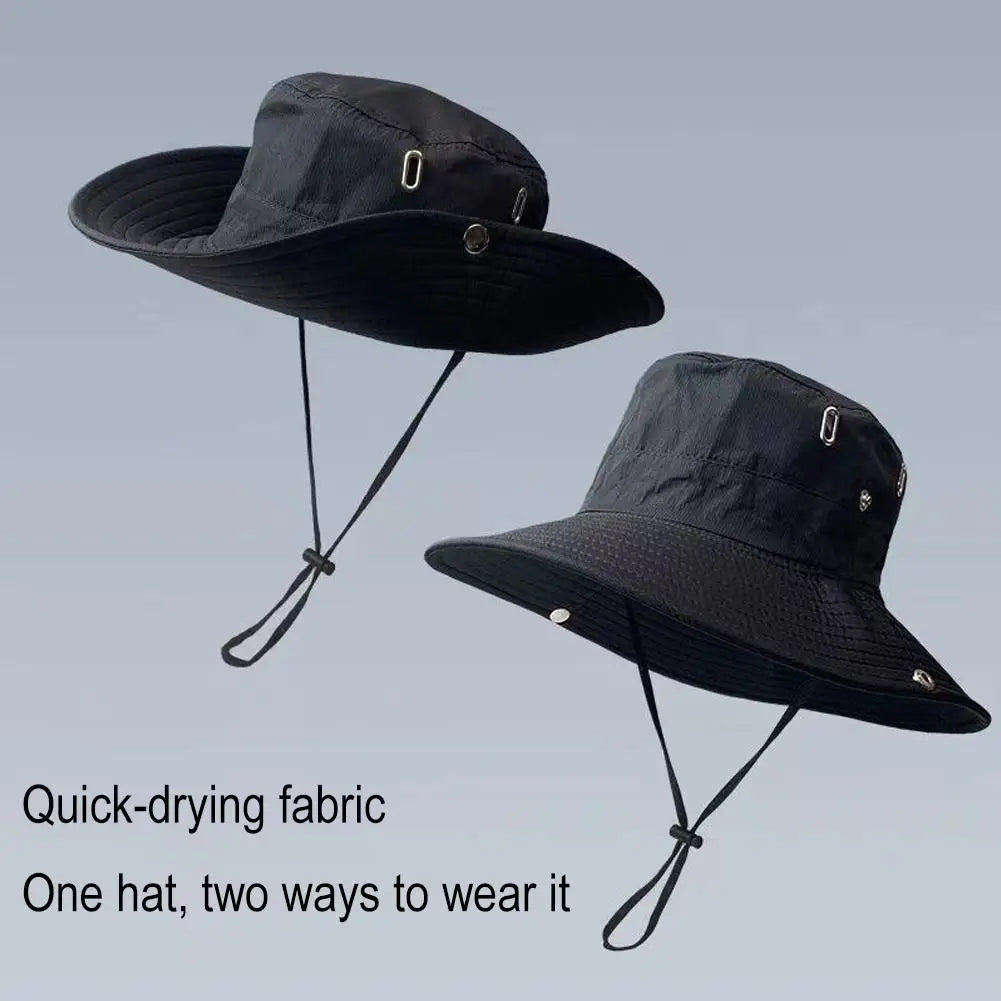 New Sun Protection Fishing Hat Summer Breathable Mesh Caps Mountaineering Sun Men's Anti-UV Hat Panama Caps Hiking Camping A7N2