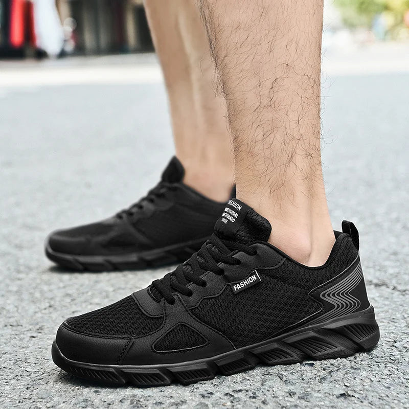 Summer Sneakers Lightweight Men Casual Shoes Mesh Breathable Male Footwear Lace Up Walking Shoes Black Tenis Zapatillas Hombre