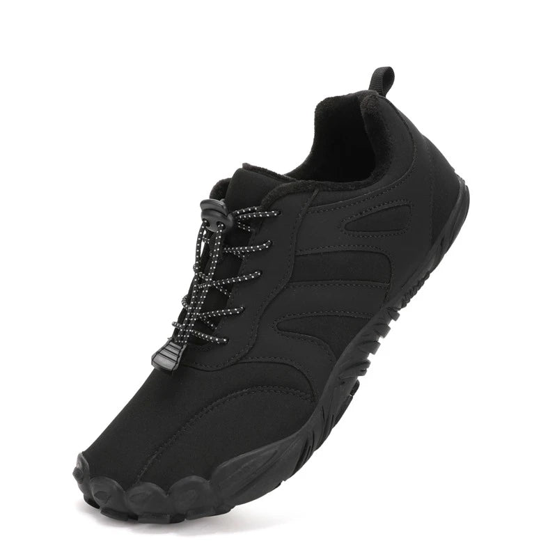 Men's Minimalist Trail Hiking Barefoot Shoes Wide Toe Box Zero Drop Climbing Trekking Boots Plush Warm Winter Men's Ankle Boots