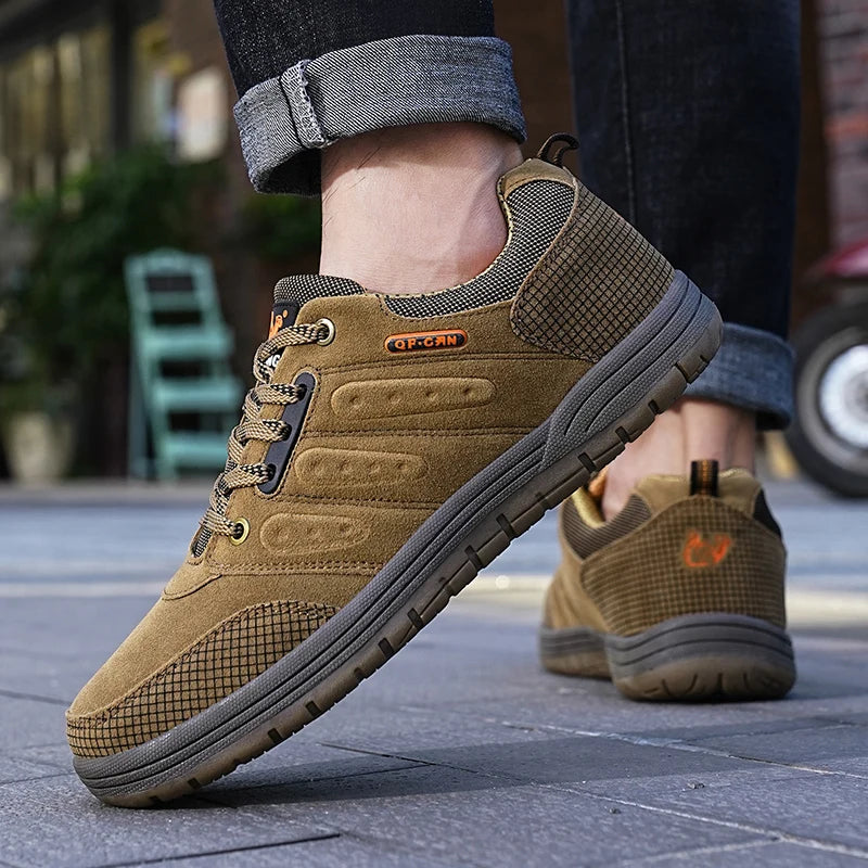 Male Jeans Footwear Winter Men Outdoor Casual Flat Shoes Classic Style Hiking Shoes Wear Resisting Anti-Skid Walking Middle Aged