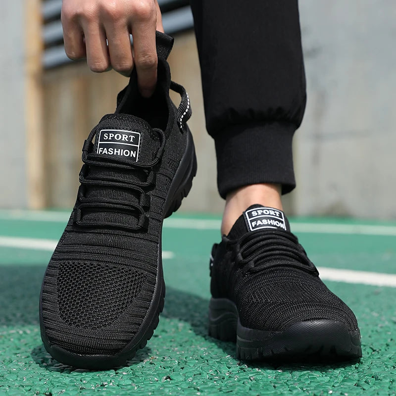 Trendy Men's Outdoor Running Sneakers Breathable Non-slip Comfortable Walking Casual Shoes New Male Footwear Lace Up Flat Shoes