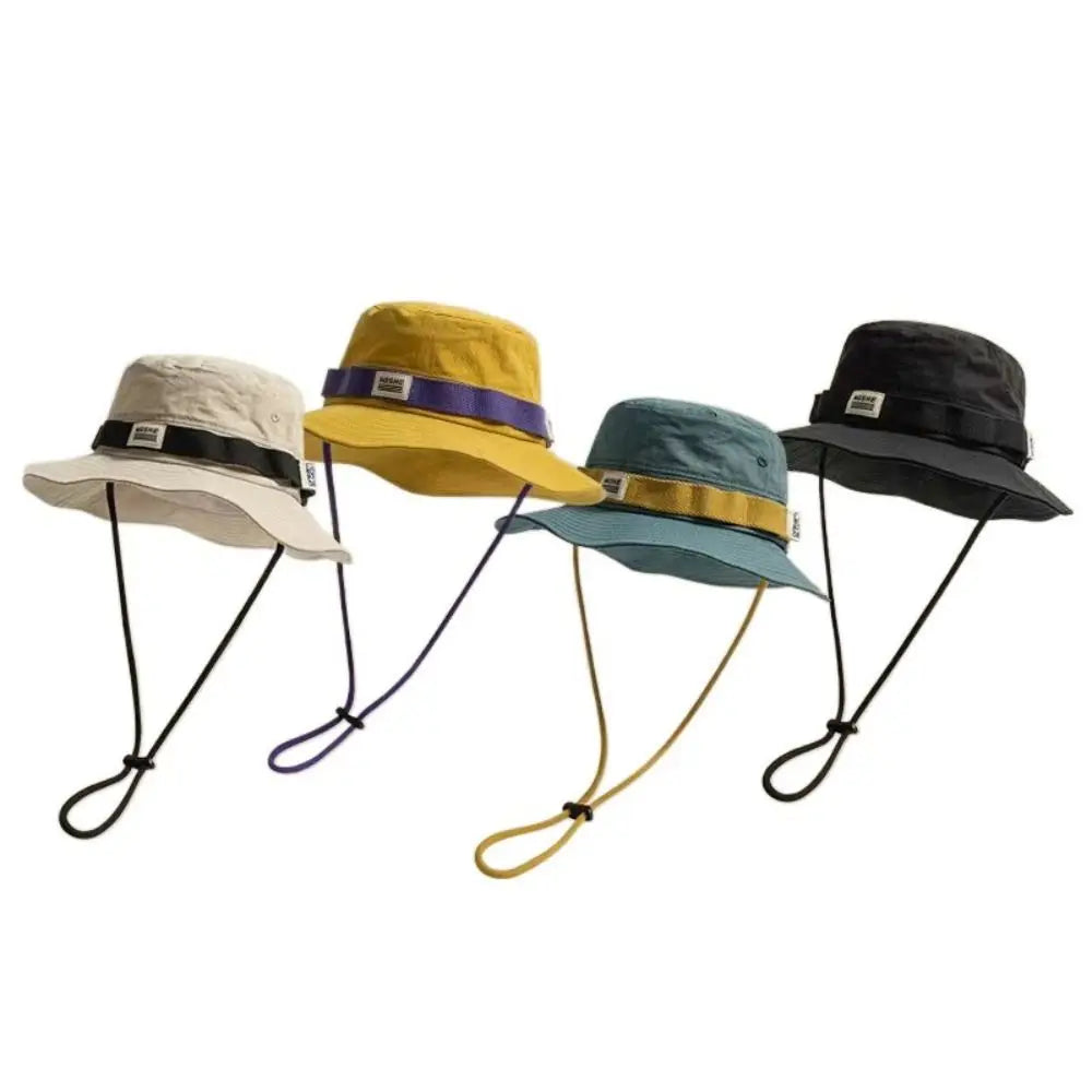 Travel Contrast Vintage Fisherman Hat for Men and Women Summer Outdoor Camping Mountaineering Hat Large Brim Sun Hat