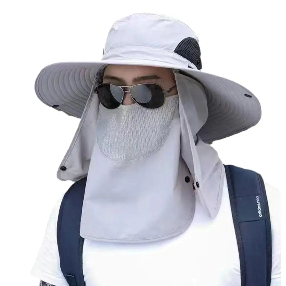 Fishing Hat UV Protection Sun Hat Sun Shading Hats Mountain Climbing Detachable Mask Breathable Sun Protection Hats