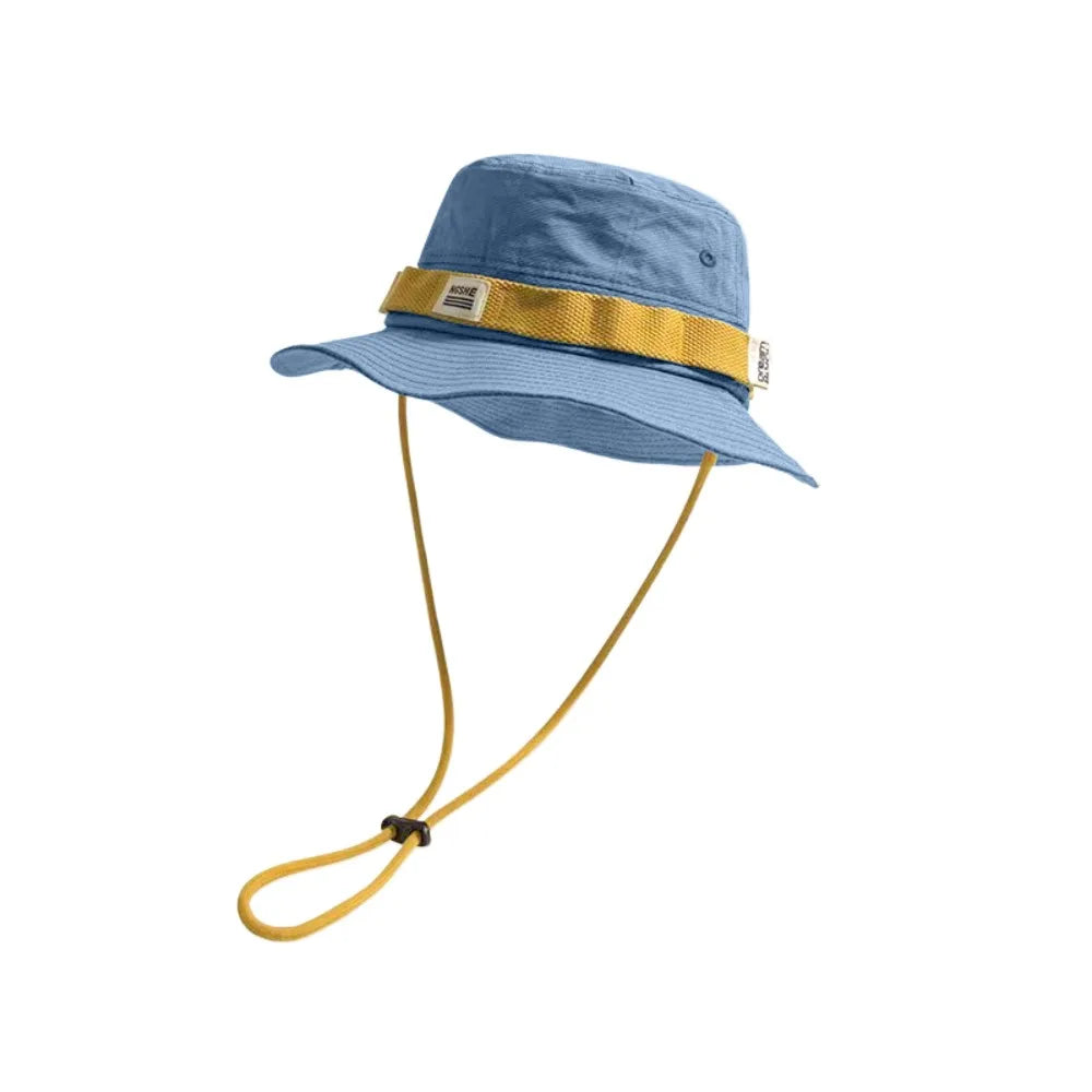 Travel Contrast Vintage Fisherman Hat for Men and Women Summer Outdoor Camping Mountaineering Hat Large Brim Sun Hat