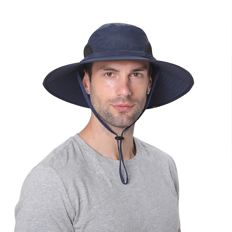 New Sun Protection Fishing Hat Summer Breathable Mesh Camping Hiking Caps Anti-UV Sun Hat Mountaineering Caps Men's Bucket Hat