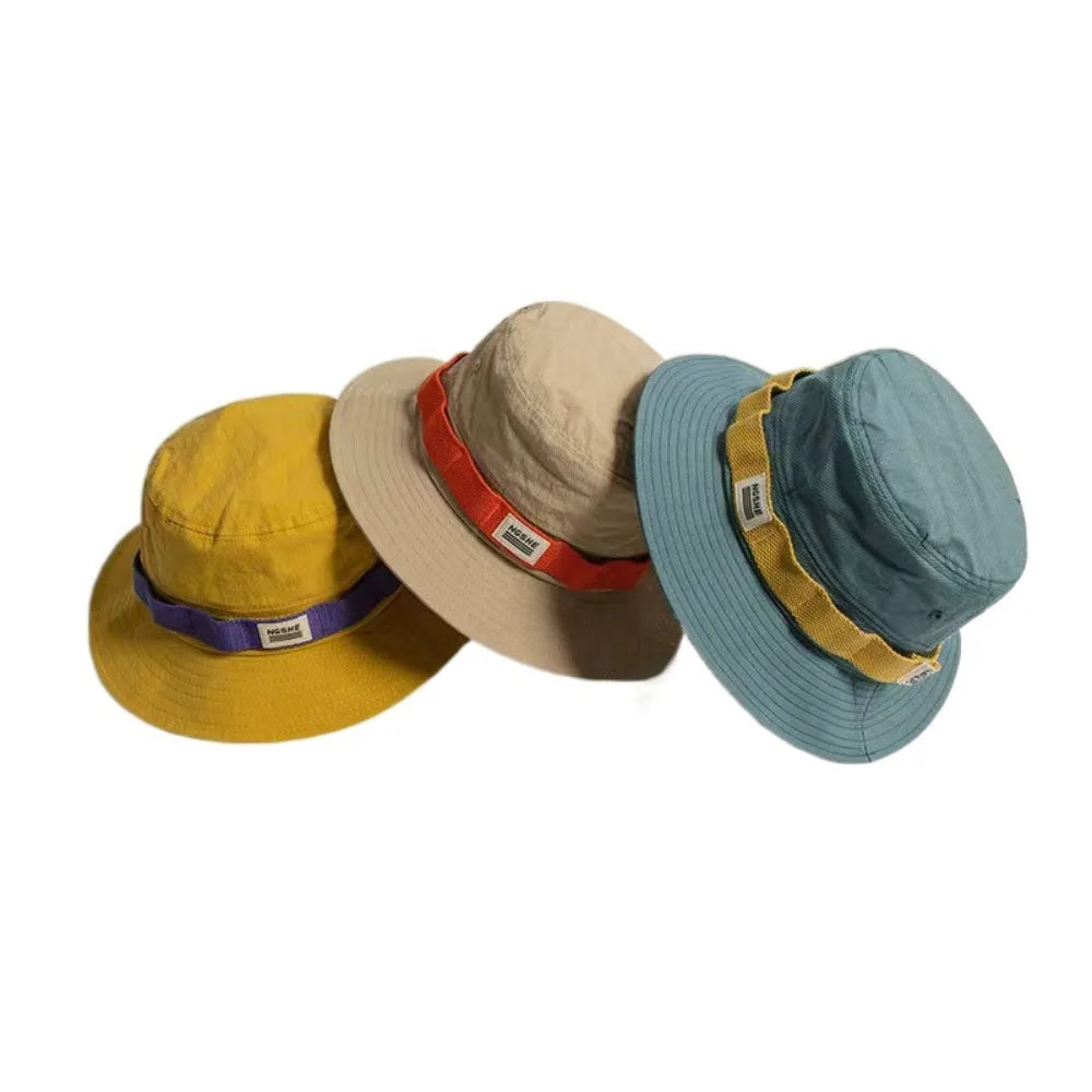 Travel Contrast Vintage Fisherman Hat for Men and Women Summer Outdoor Camping Mountaineering Hat Large Brim Sun Hat