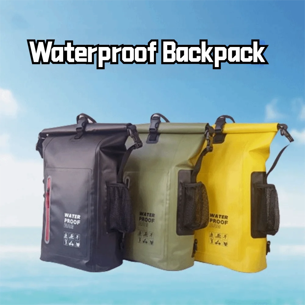 Durable 25L Outdoor Waterproof Backpack Large Capacity Reflective Strips Travel Bag Comfortable PVC Hiking Bags for Men