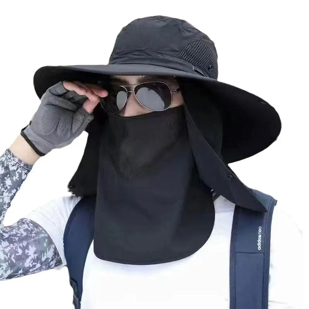 Fishing Hat UV Protection Sun Hat Sun Shading Hats Mountain Climbing Detachable Mask Breathable Sun Protection Hats