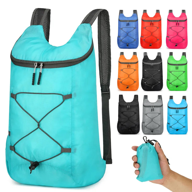 Multifunctional Outdoor Folding Backpack High Density Lightweight Waterproof Nylon Fabric Sports Bag for Camping Hiking Travel