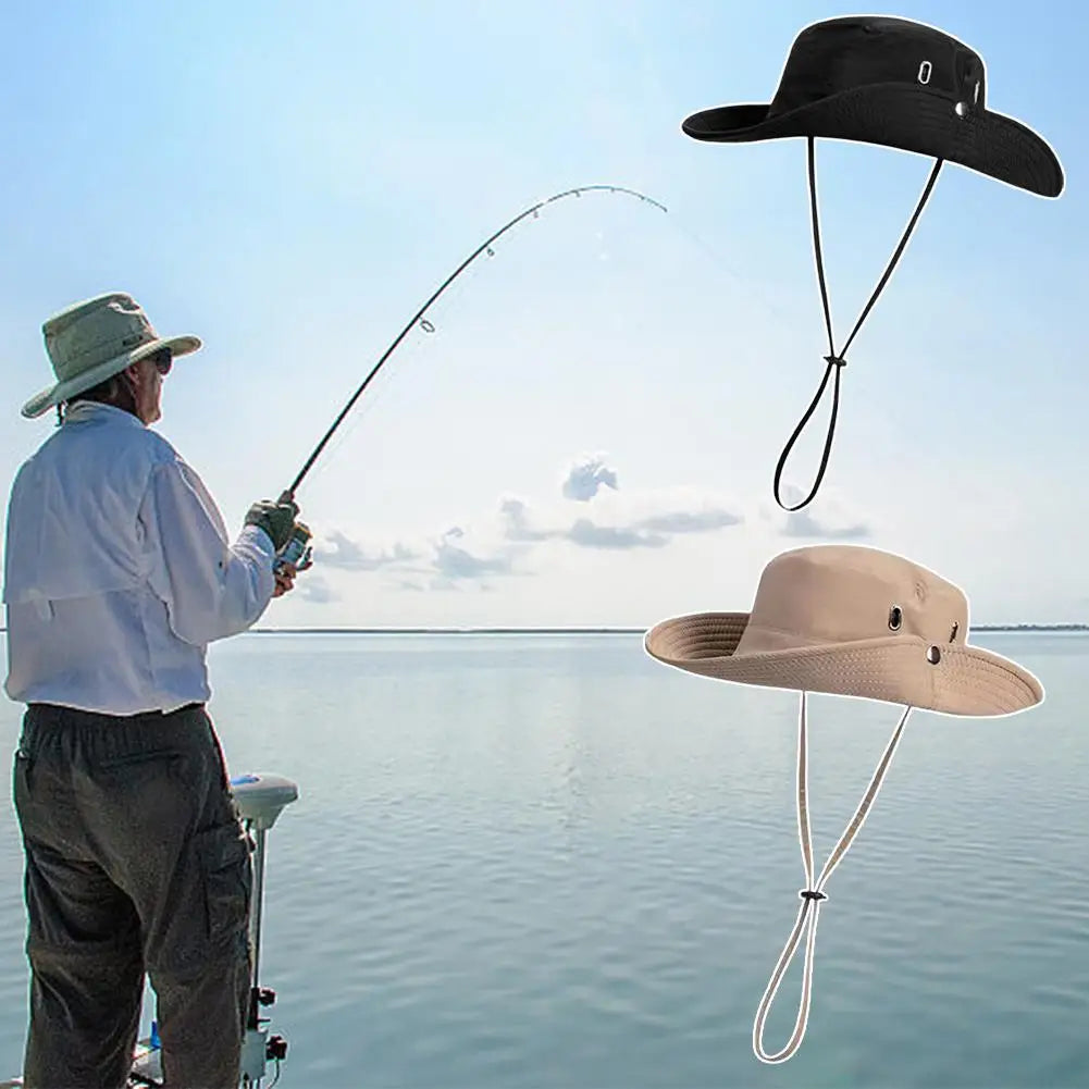 New Sun Protection Fishing Hat Summer Breathable Mesh Caps Mountaineering Sun Men's Anti-UV Hat Panama Caps Hiking Camping A7N2