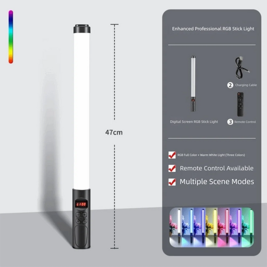 Handheld LED RGB Light Stick Colorful USB Rechargeable Photography Fill Light Vlog/Selfie Studio Photo Lighting