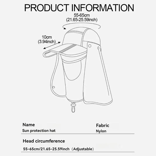 GTUBIKE Sun Protection Cap Detachable Outdoor Sports Climbing Cycling Fishing Breathable Sweat-absorbing Face Masks Men Women