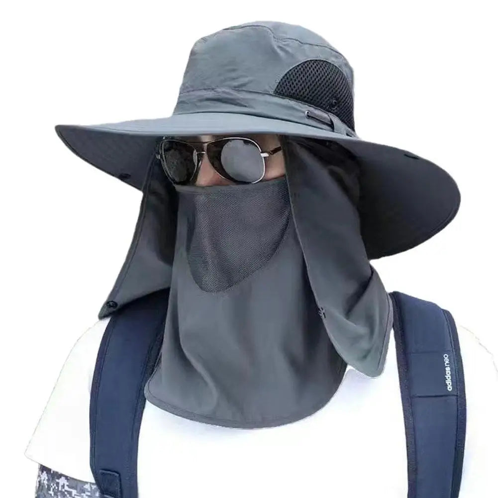 Fishing Hat UV Protection Sun Hat Sun Shading Hats Mountain Climbing Detachable Mask Breathable Sun Protection Hats