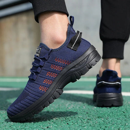 Trendy Men's Outdoor Running Sneakers Breathable Non-slip Comfortable  Walking Casual Shoes New Male Footwear Lace Up Flat Shoes