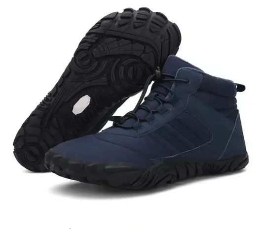 Men‘s Hiking Boots Winter Wide Toe Box Warm Snow Boots Minimalist Barefoot Hiking Sneakers Waterproof Non-Slip Ankle Booties